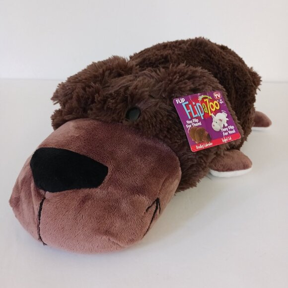 Flip A Zoo Bradley Labrador Brown Dog Rachel White Cat Plush 18" W/ Tag - Picture 2 of 14